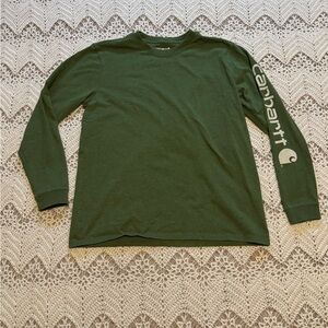 Carhartt Women’s Loose Fit Long Sleeve Logo Graphic Olive Green Size Large